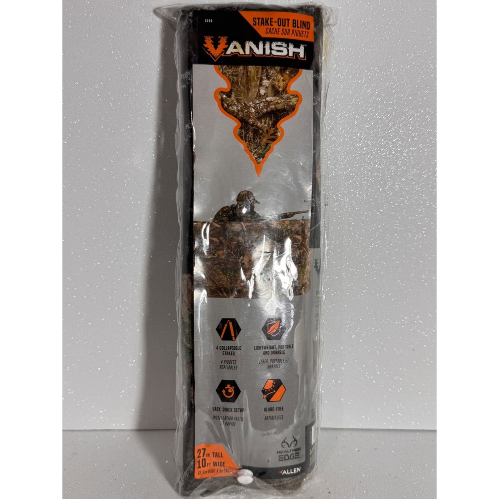 Vanish by Allen Stake-Out Hunting Blind Realtree Edge Camo 27in x 10ft 5220